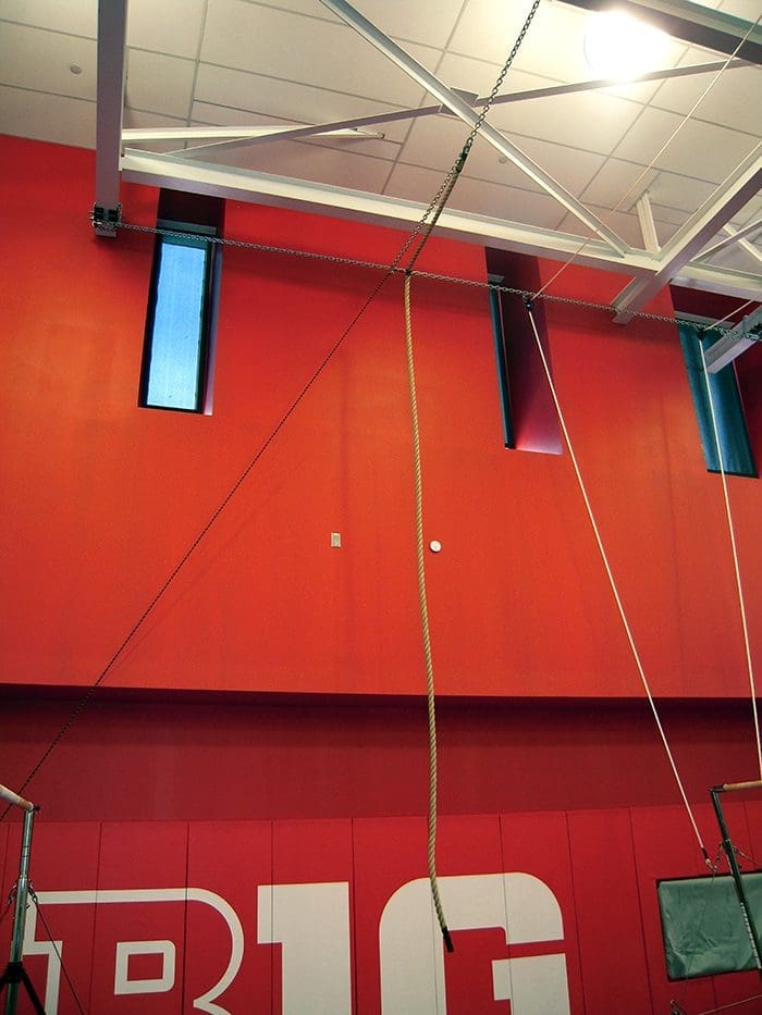 Rutgers Gymnastics New Gym Climbing rope